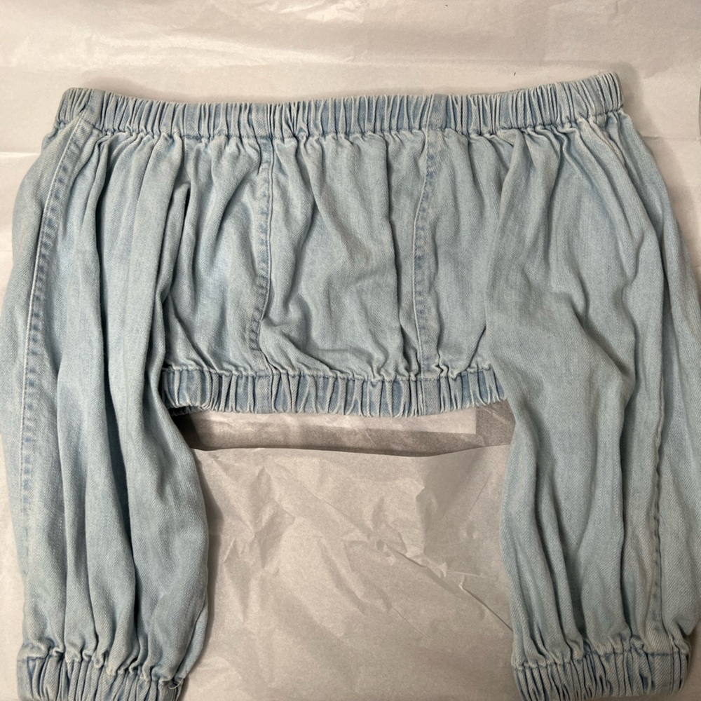 Denim long sleeve crop top